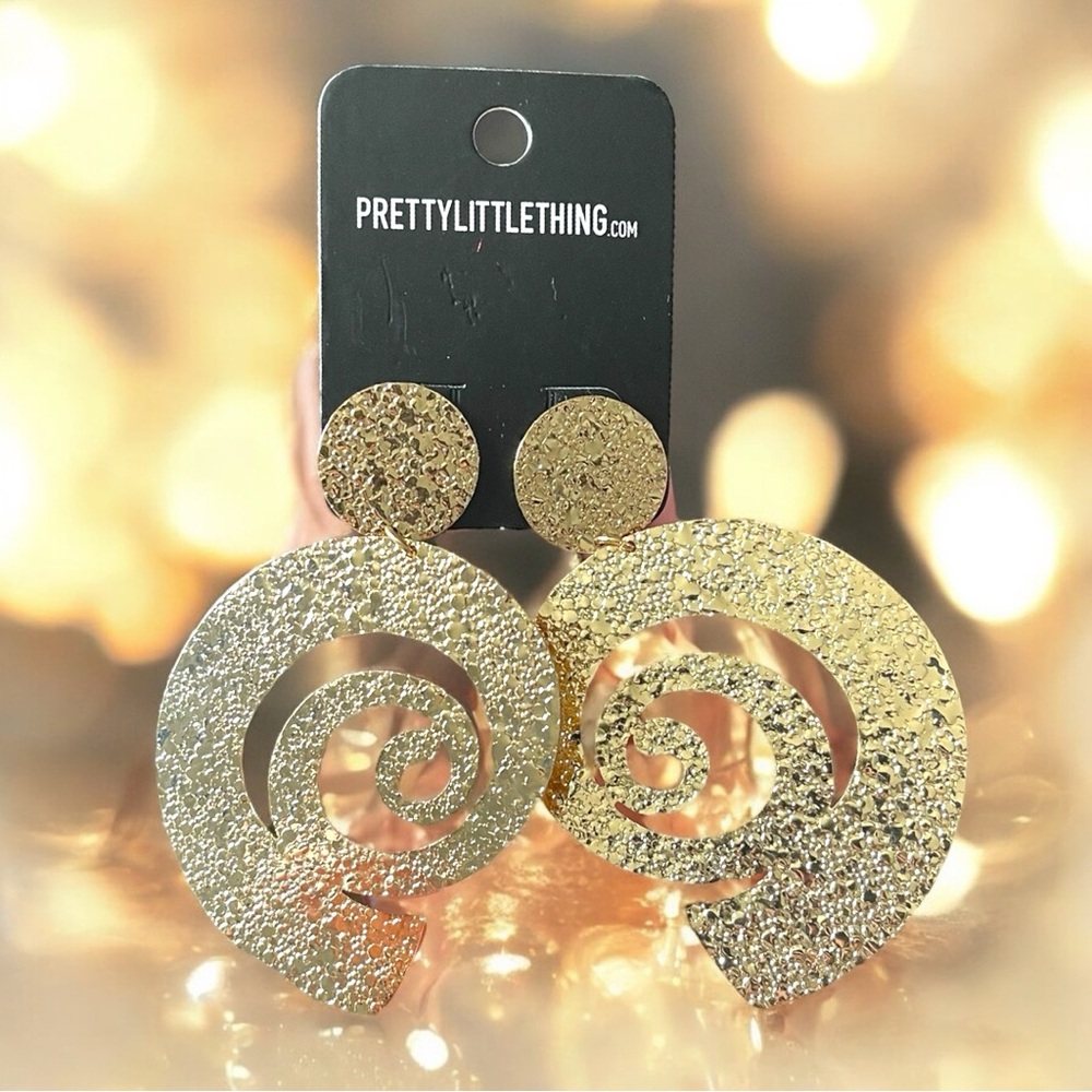 PrettyLittleThing Textured Gold Spiral Earrings